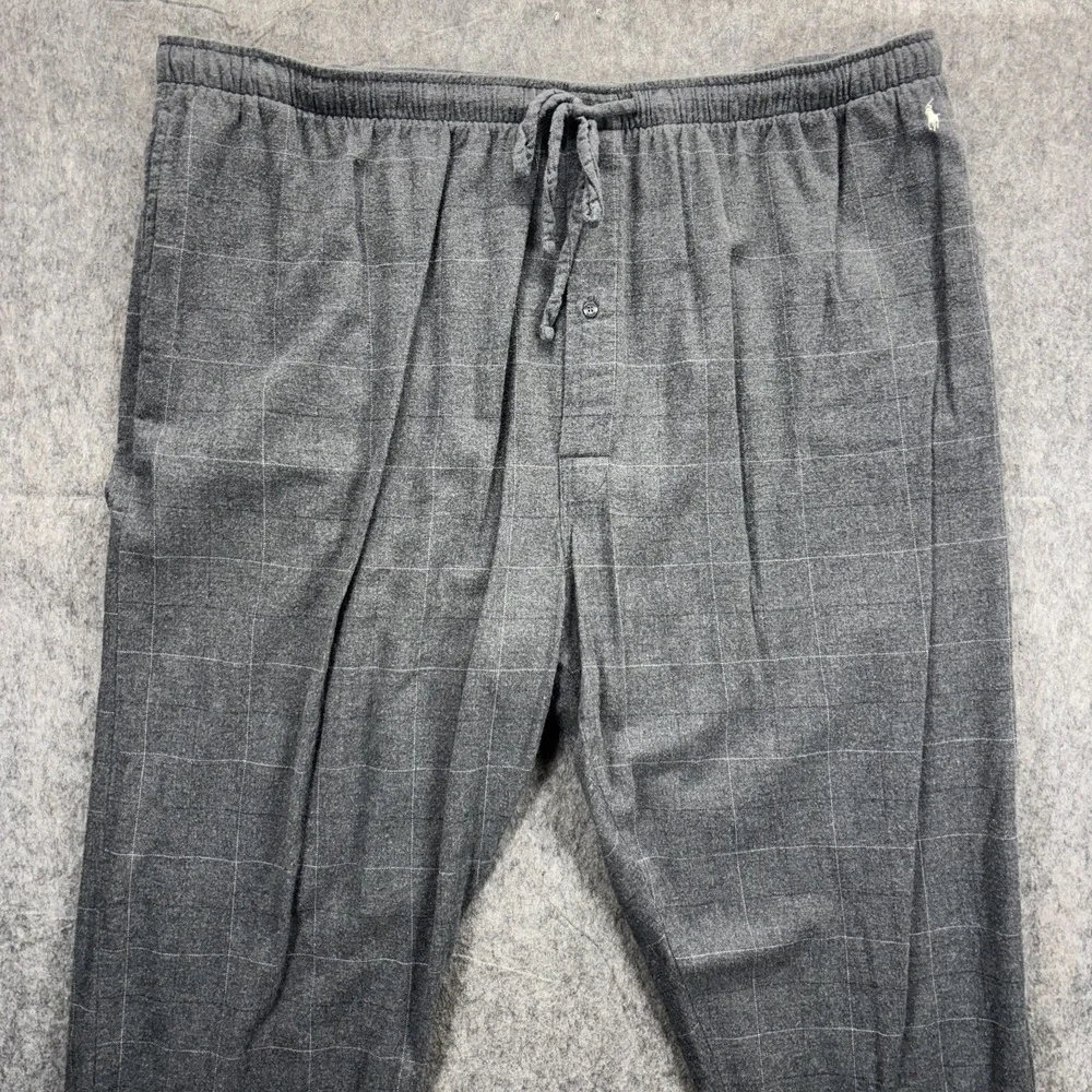 Polo Ralph Lauren Pajama Pants Men's 3X Sleepwear Plaid Gray Drawstring
